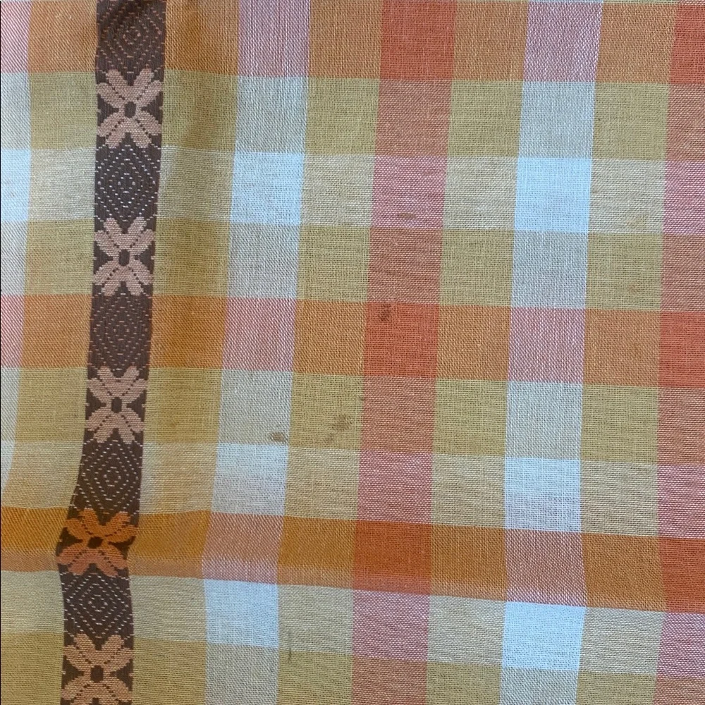 Vintage square checkered table cloth.